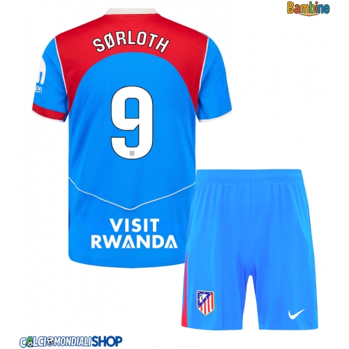 Maglie da calcio Atletico Madrid Alexander Sorloth #9 Terza Maglia Bambino 2025-26 Manica Corta + Pantaloni corti)